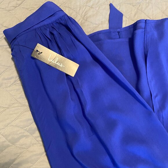 Lulu's Magical Movement Blue Halter Neck Wrap Rayon Maxi Dress - Picture 3 of 11